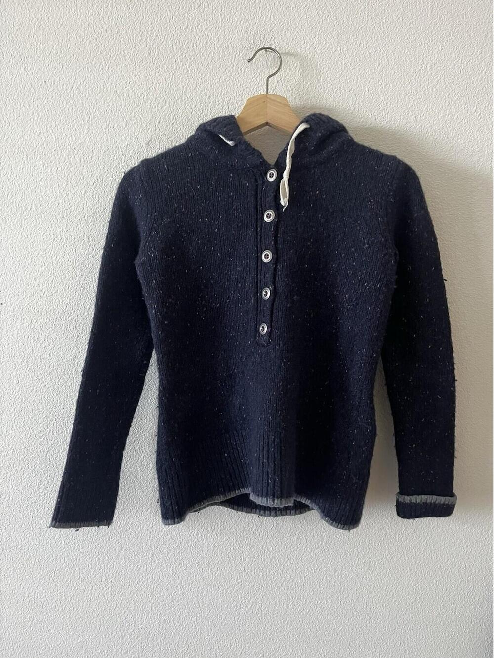 Patagonia Ranchero Hoodie Womens Medium Blue Speckle Merino Wool Sweater